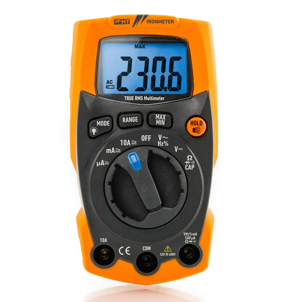 HT-Instruments IRONMETER Extrem robustes digitales Multimeter TRMS bis 600 V AC/DC  mit integrierter LED