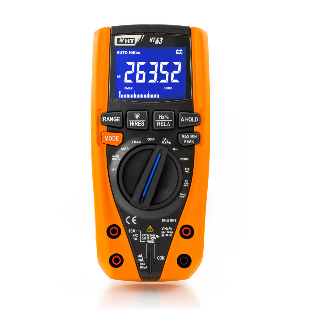 HT-Instruments HT63 Digitales Multimeter TRMS, 4 stellige Anzeige, 6000/60000 Digits, Bargraph, CAT